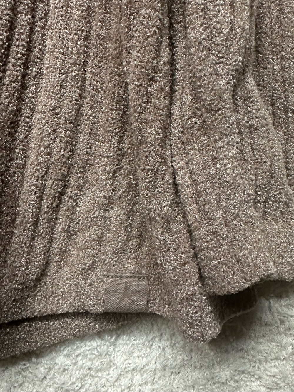 Barefoot Dreams CozyChic Ultra Lite Ribbed Hooded Open Front Cardigan Taupe Smal - Picture 8 of 8